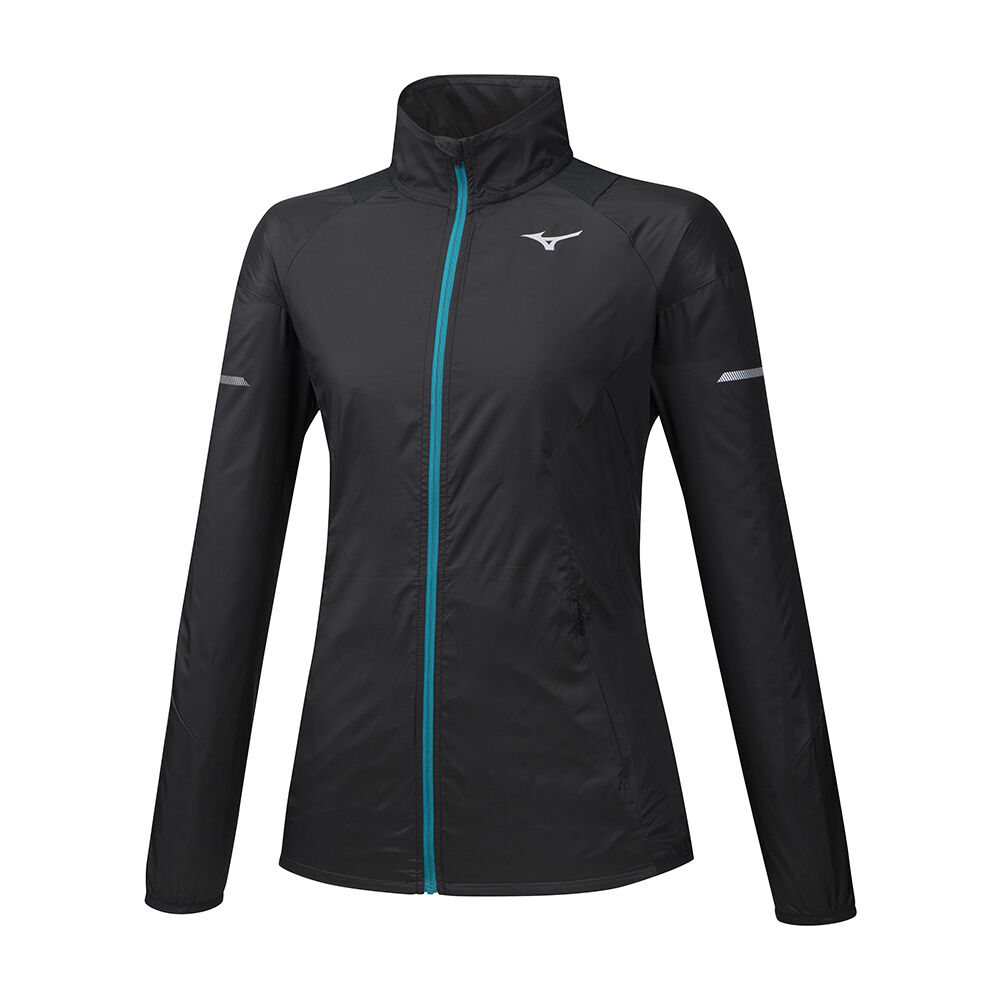 Womens Mizuno Aero WindTop Running Jacket Black Philippines (DCLIOT524)